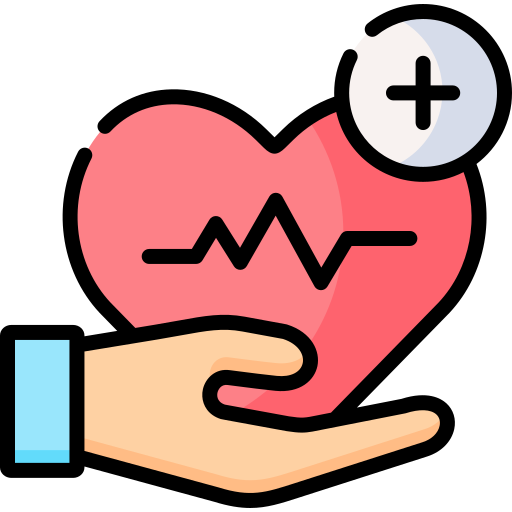 Hand holding a heart with a medical plus sign representing personal attention in patient care
